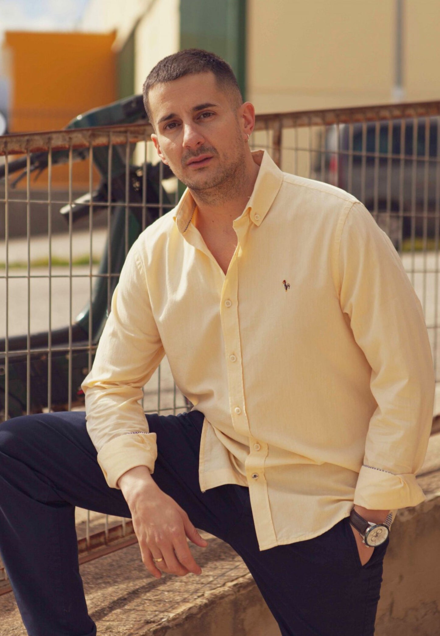 Camisa oxford lavado amarillo