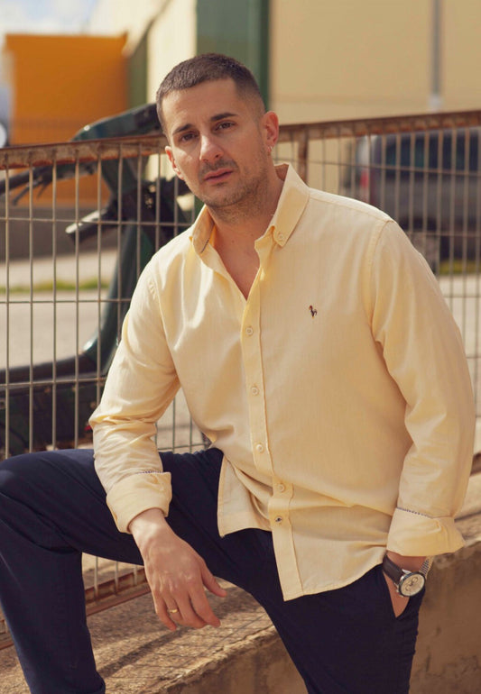 Yellow washed oxford shirt
