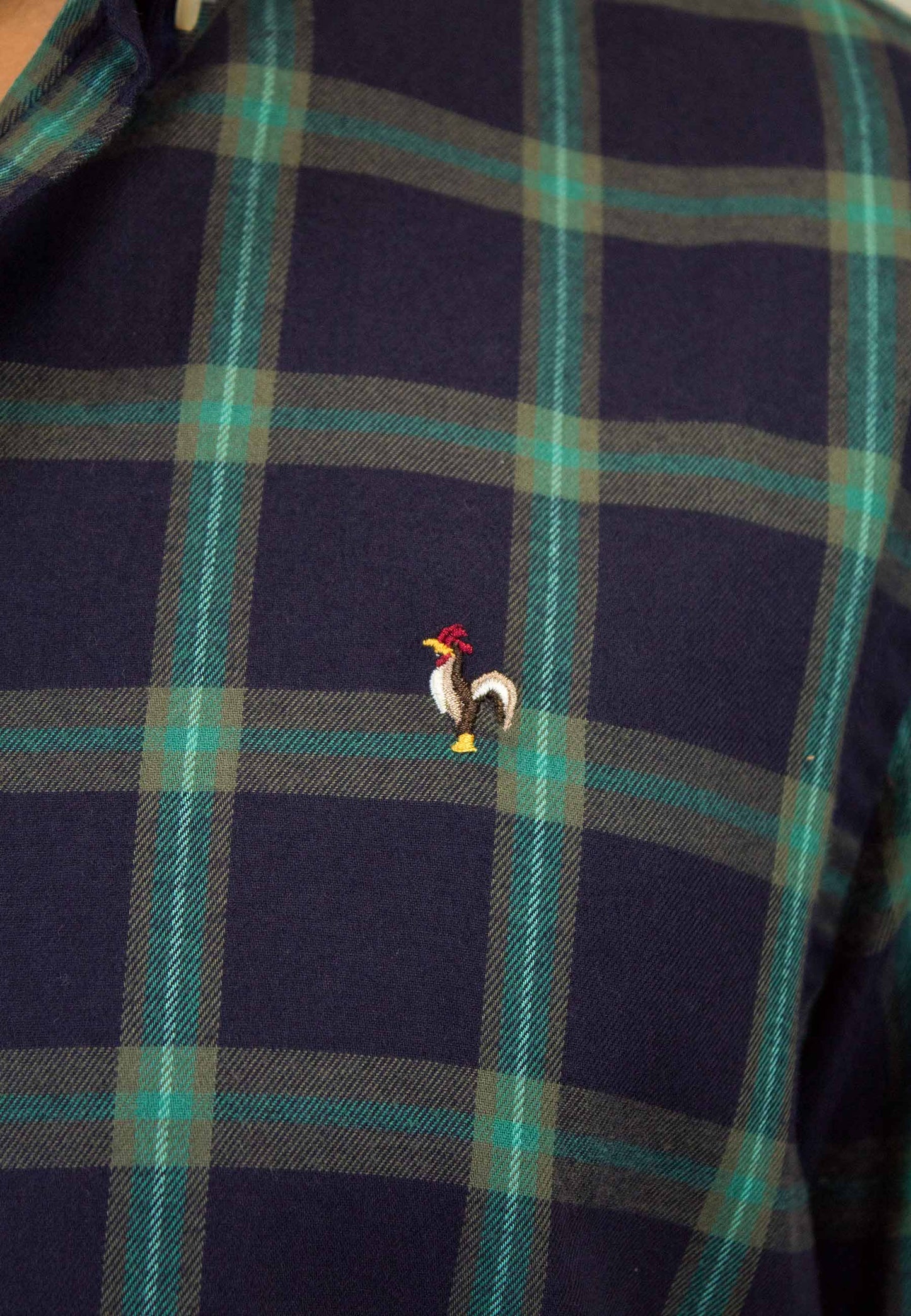 Camisa marino de cuadros verdes