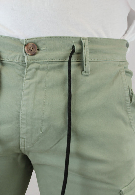 Pantalón cargo gomas oliva hombre