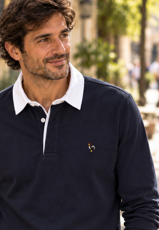 Polo de manga larga azul marino