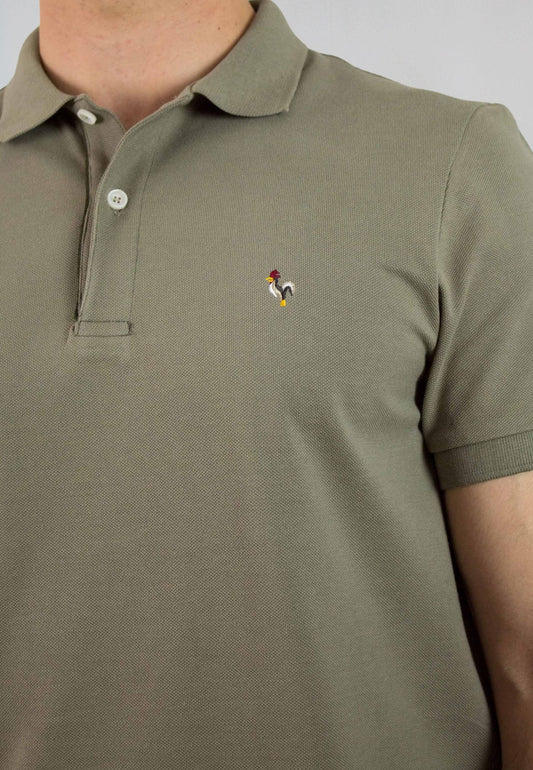 Short-sleeved khaki polo shirt