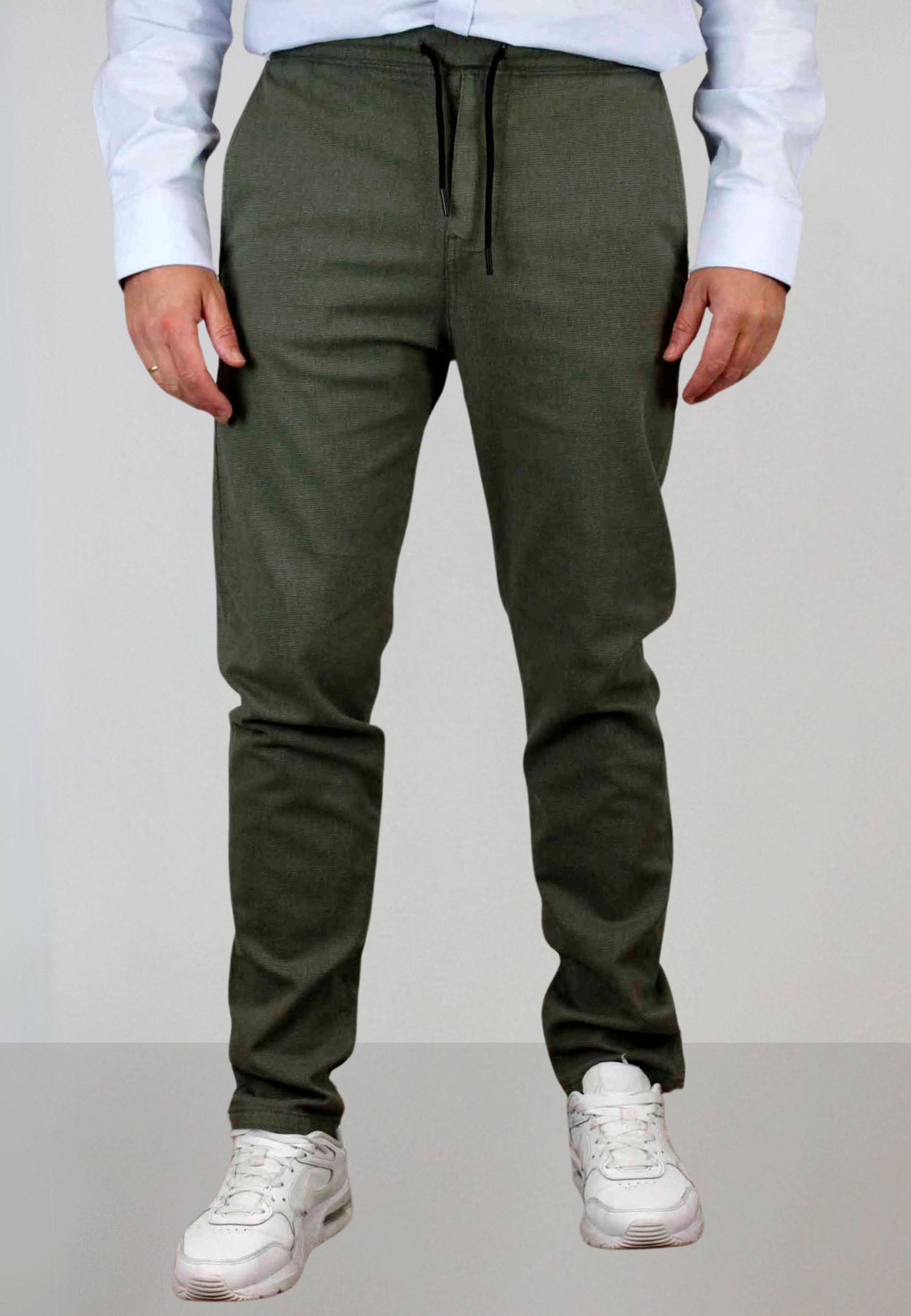 Pantalón chino gomas estructura kaki