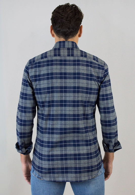 Camisa de cuadros gris y marino