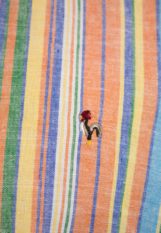 Chemise en coton et lin à rayures multiples