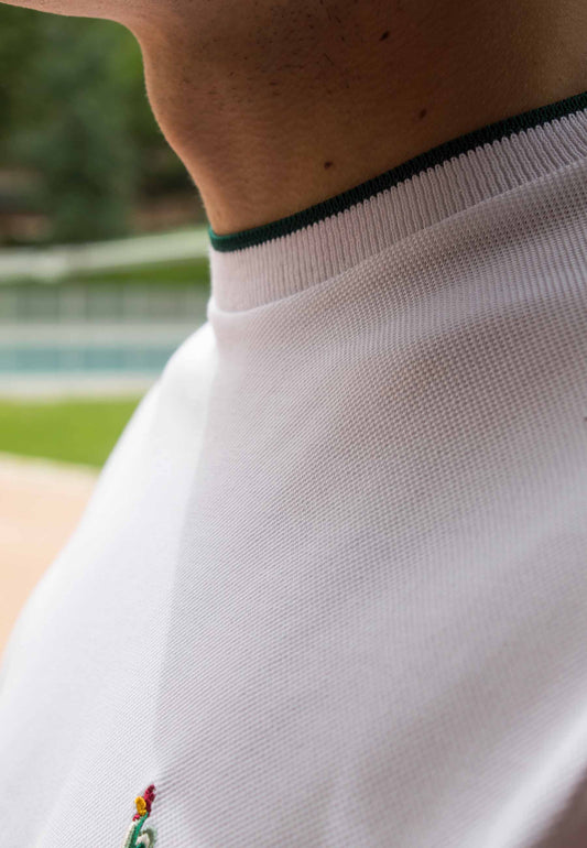 White short-sleeved piqué T-shirt