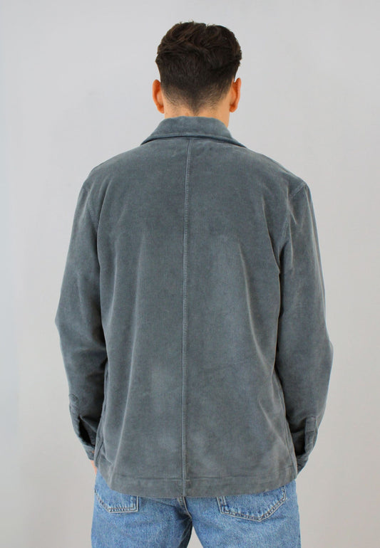 Sobrecamisa de pana gris con bolsillos