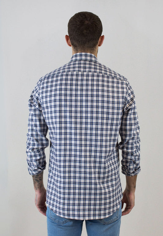 Camisa de cuadro escocés azul