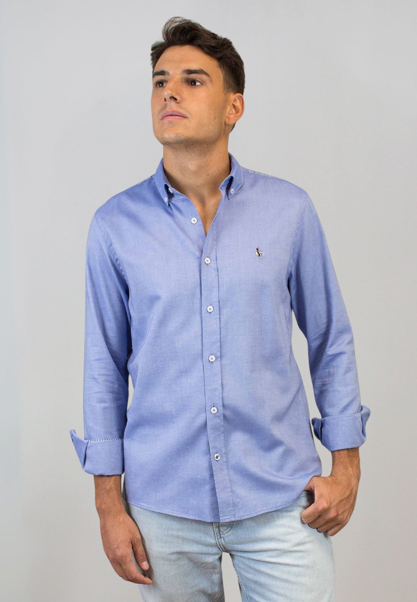 Camisa oxford lavado azul medio