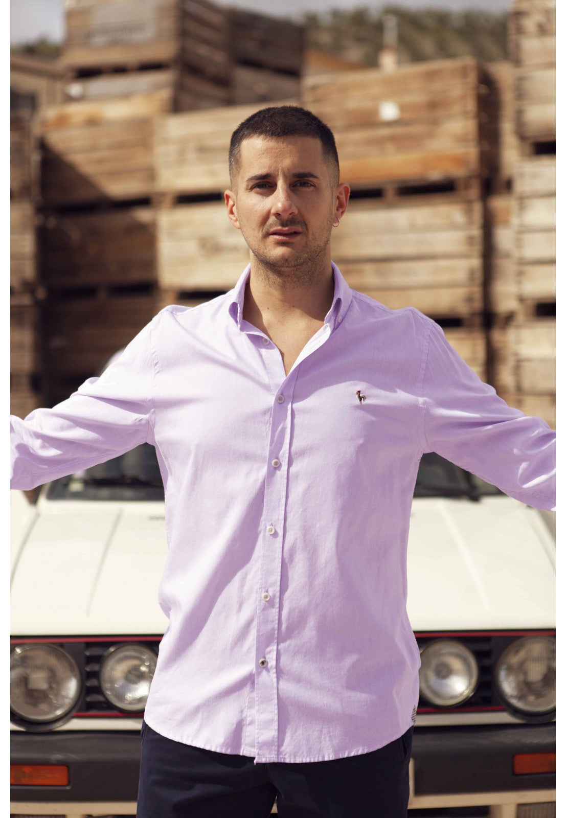 Camisa oxford lavado lila