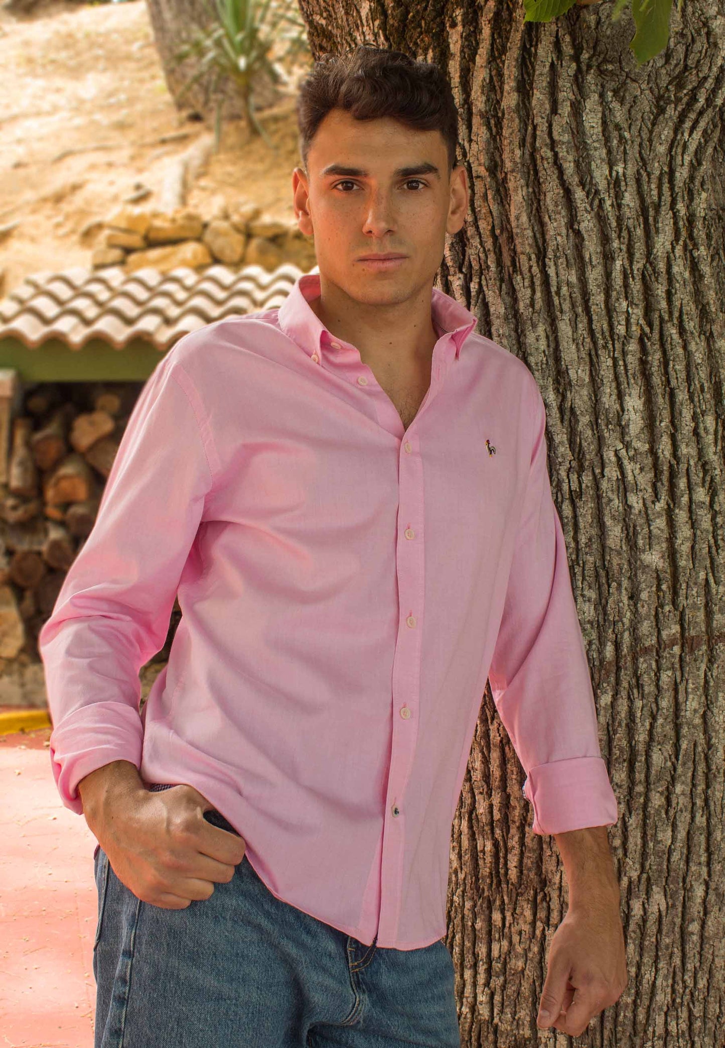 Camisa oxford lavado rosa