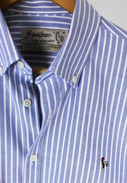 Chemise Oxford à rayures bleu marine