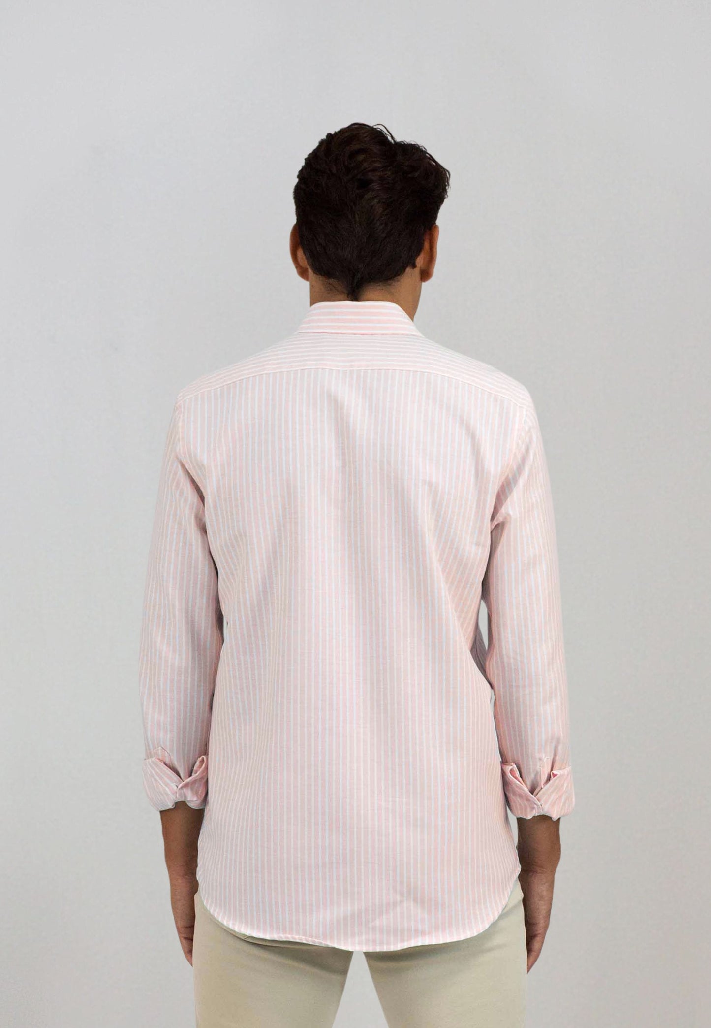 Camisa oxford de rayas anchas naranja