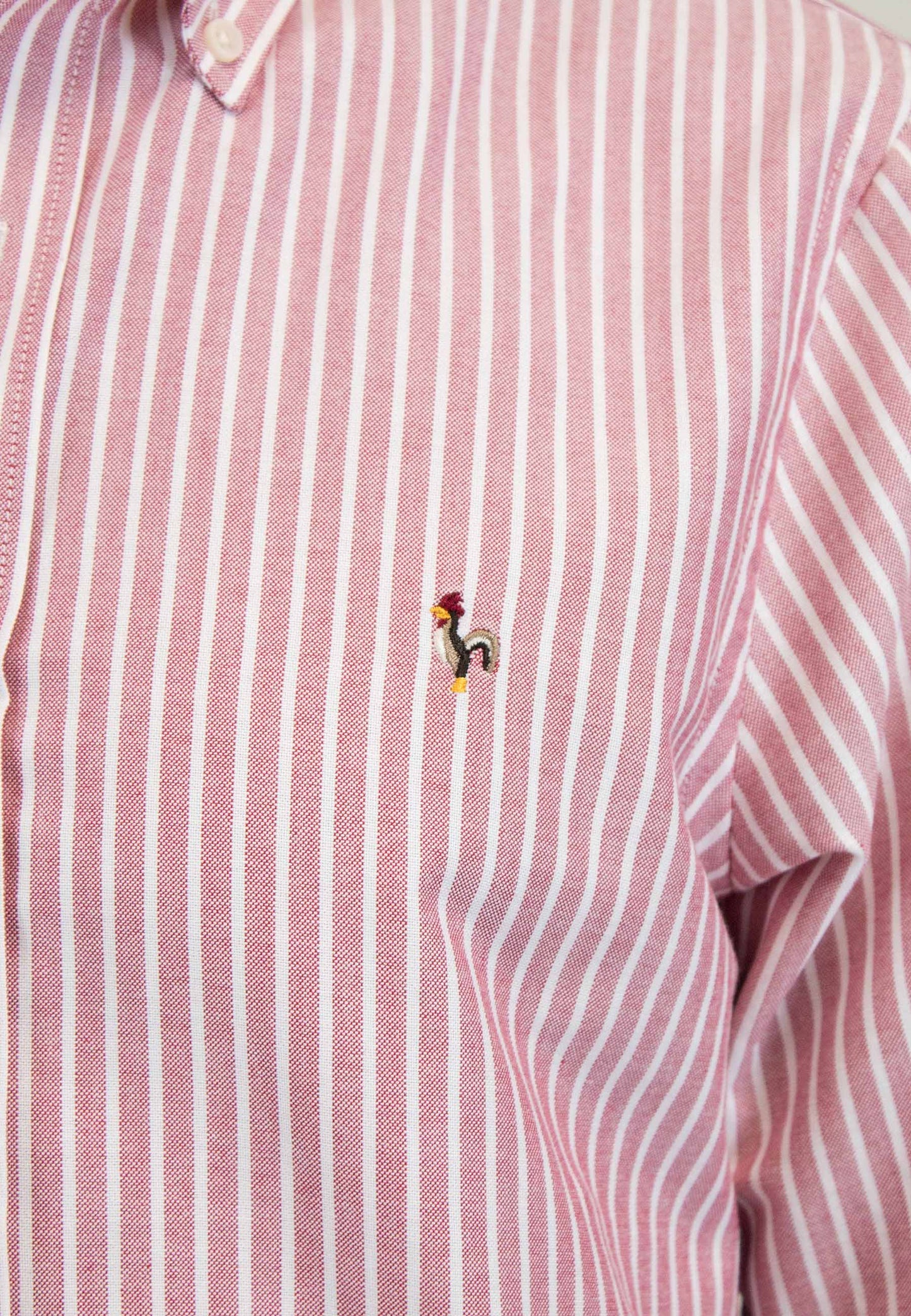 Camisa oxford de rayas anchas granate