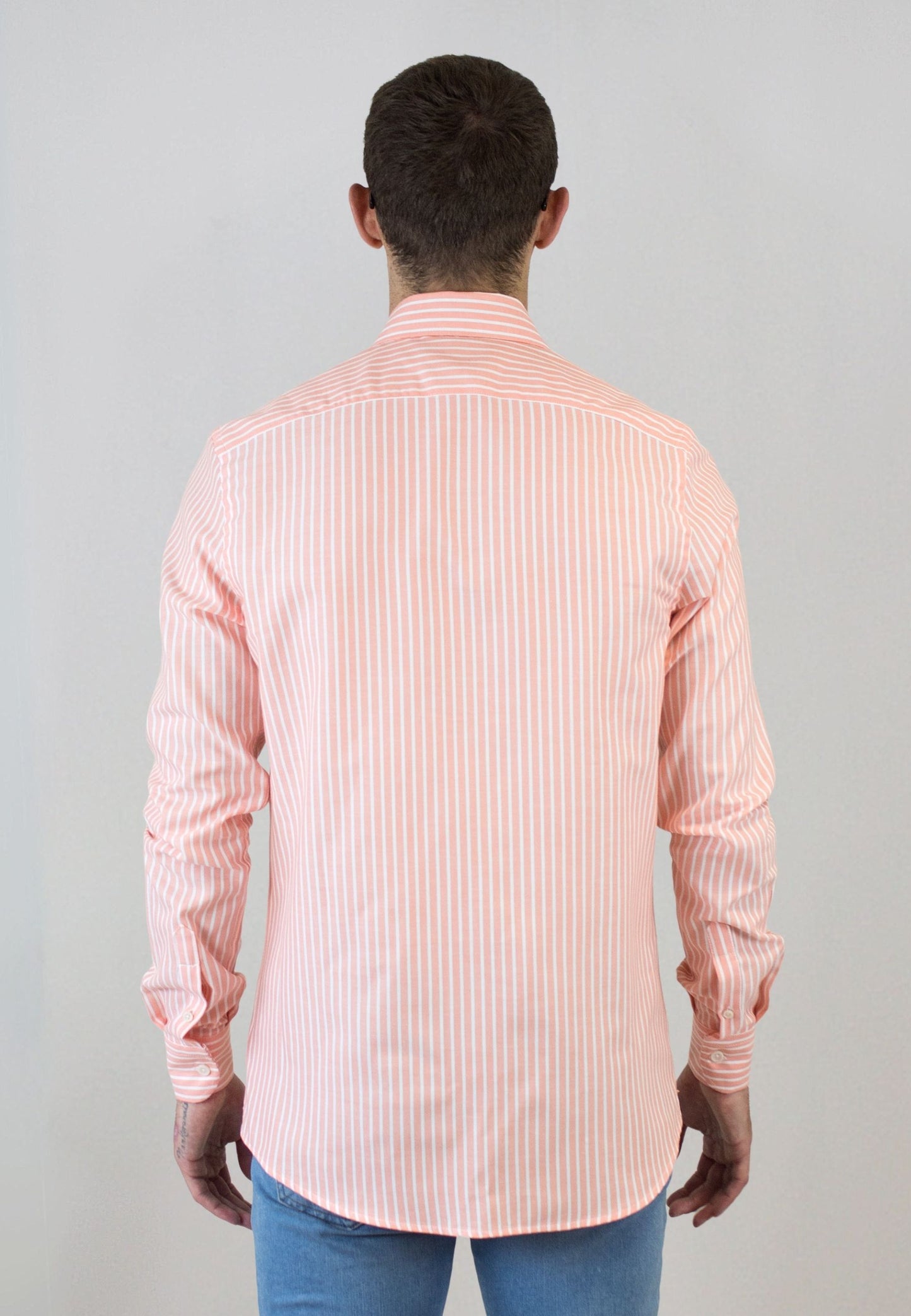 Camisa oxford de rayas anchas naranja