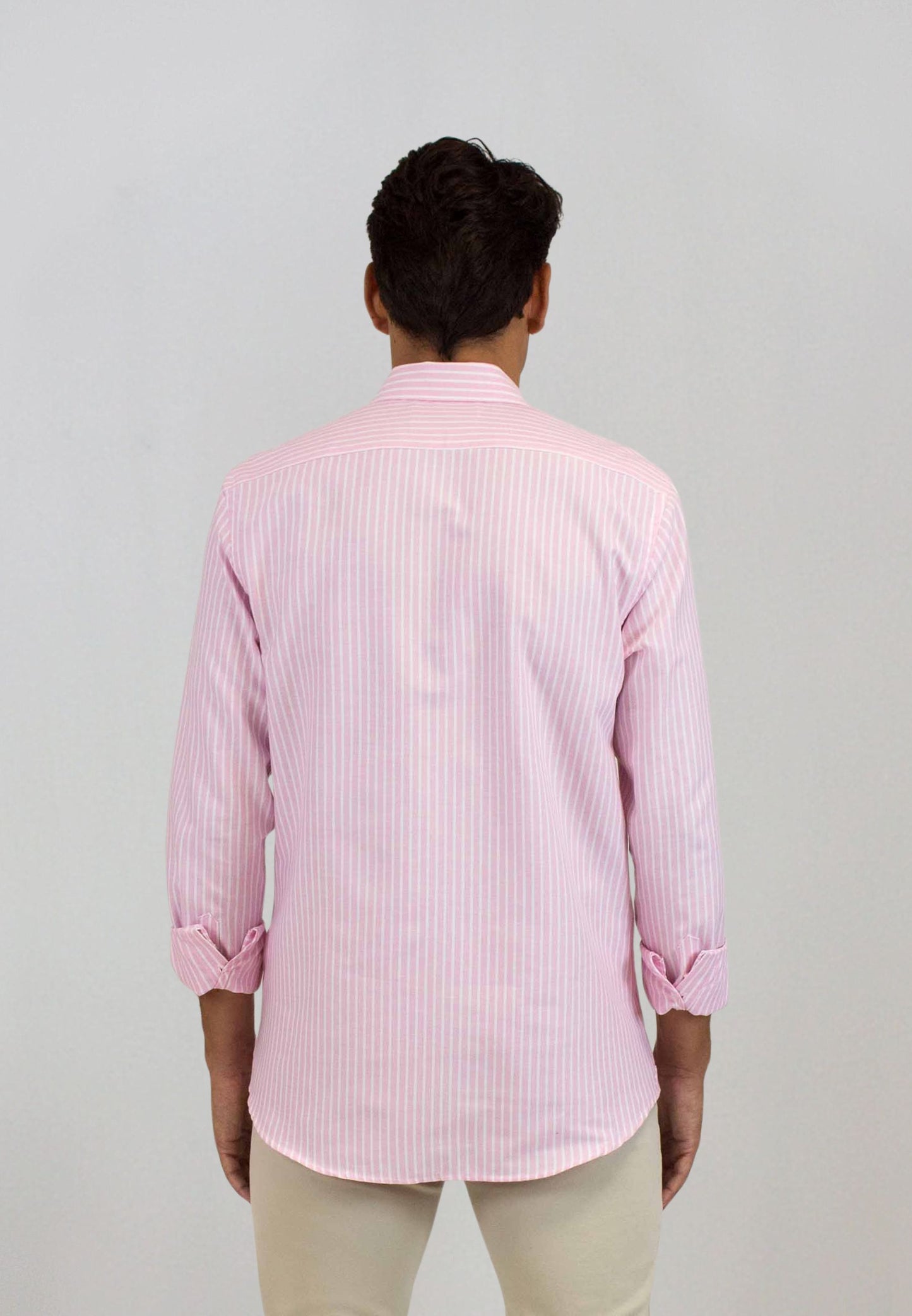 Camisa oxford de rayas anchas rosa
