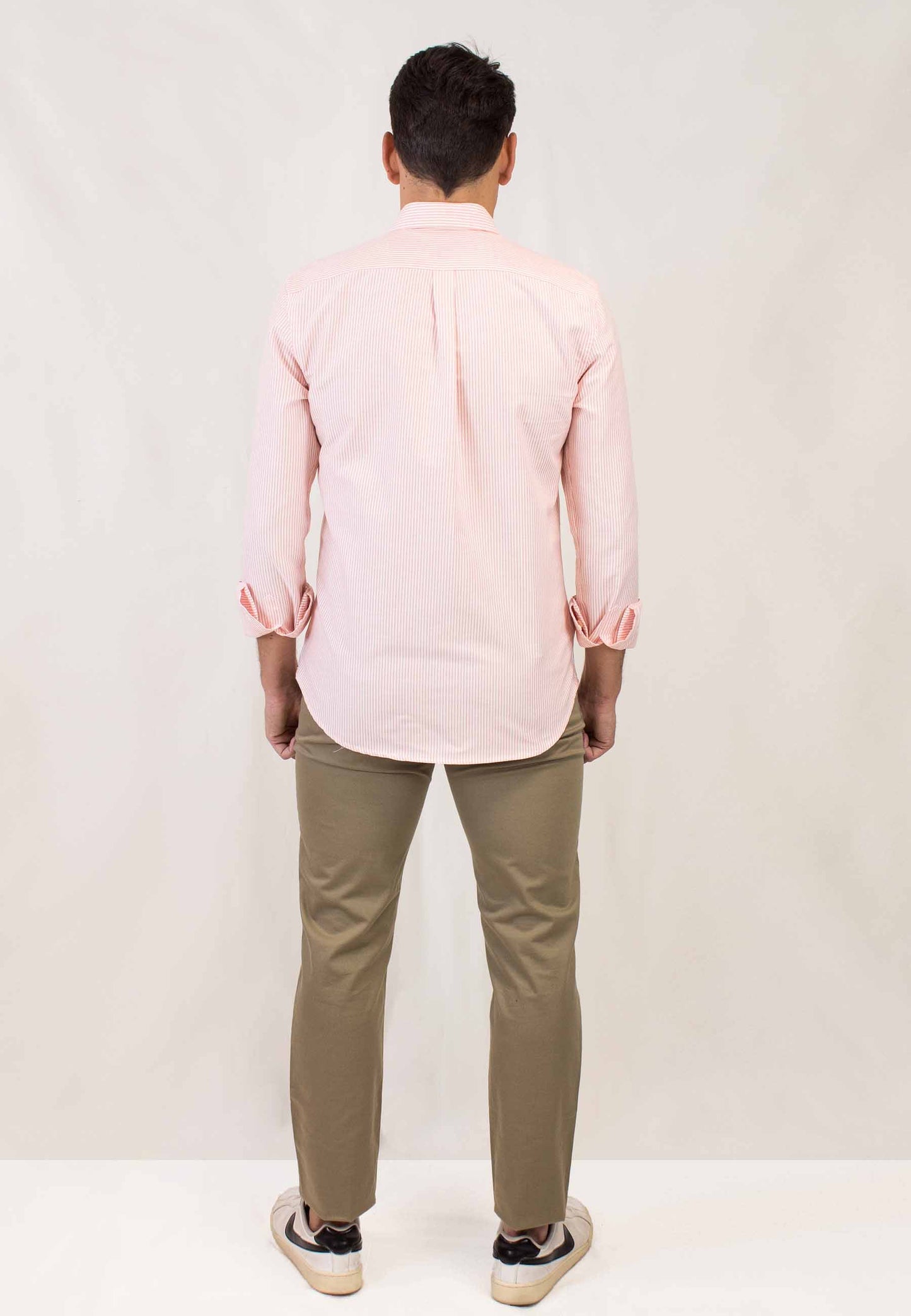 Camisa oxford de rayas naranja