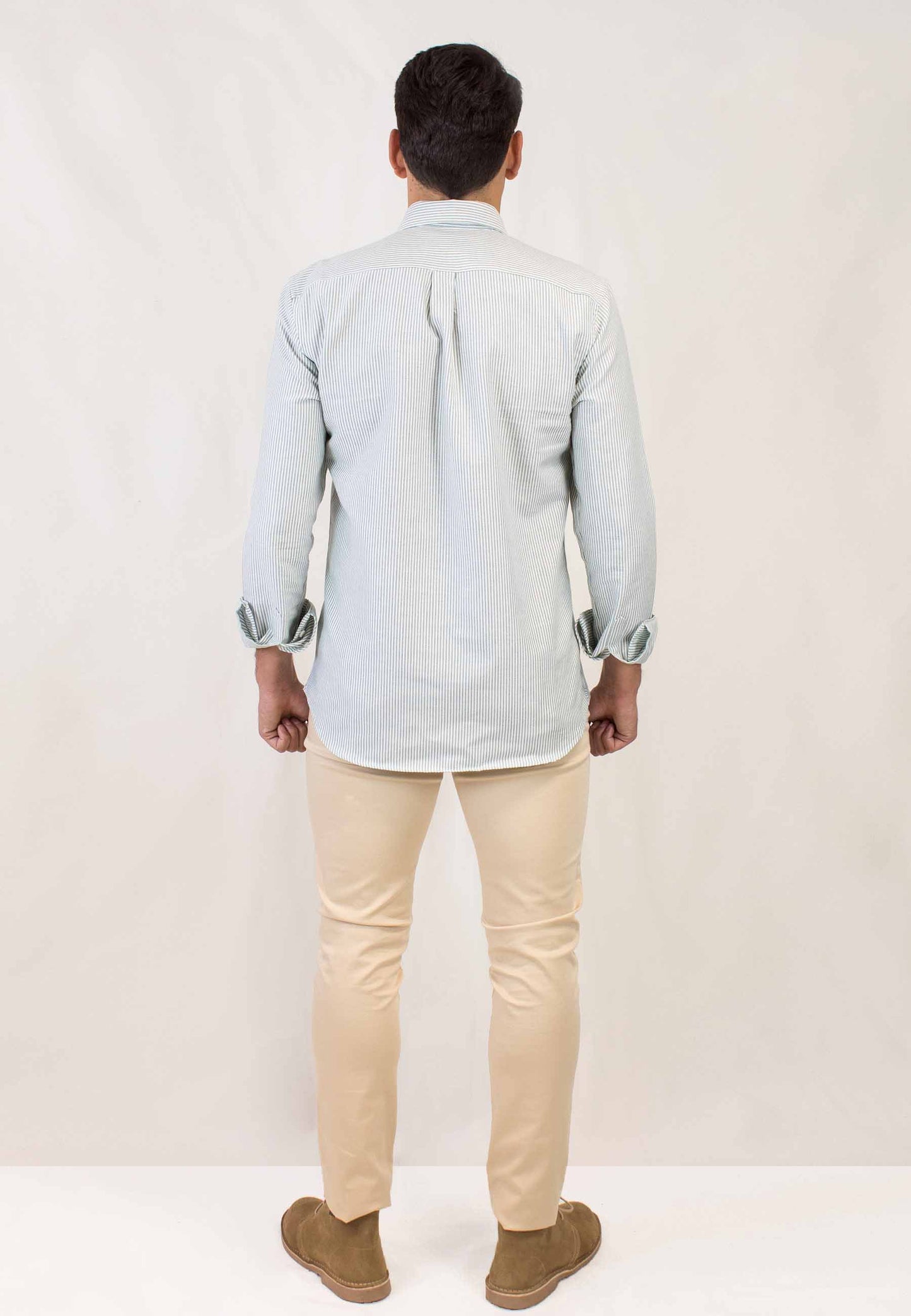Camisa oxford de rayas verde oscuro