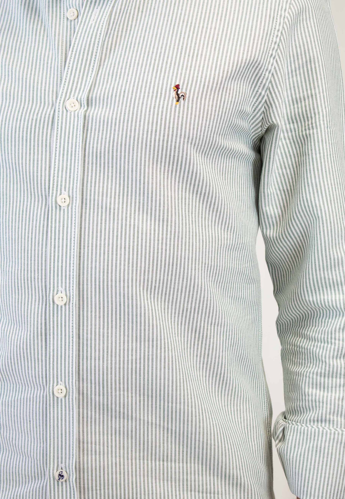 Camisa oxford de rayas verde oscuro