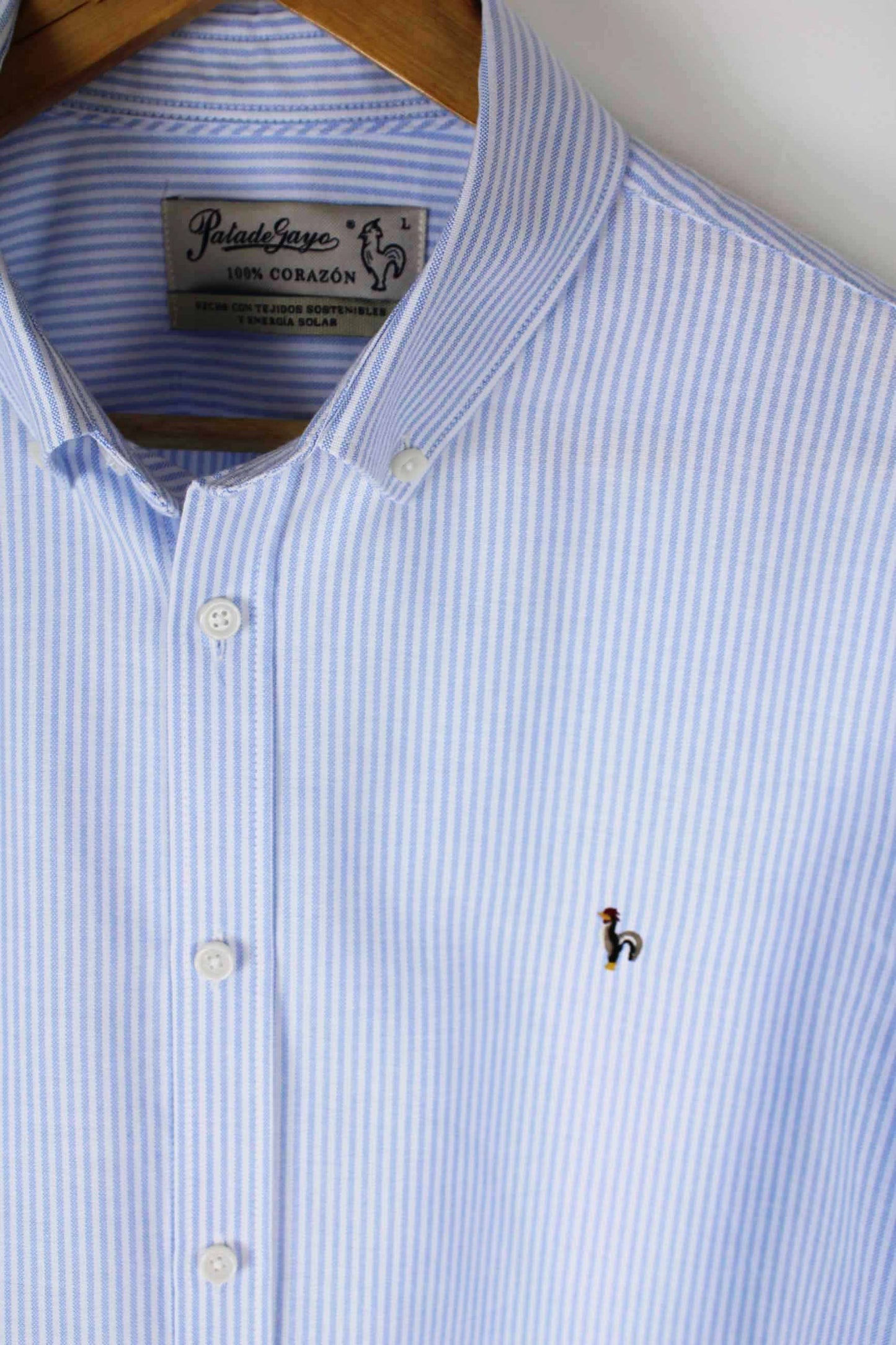 Camisa oxford de rayas celeste