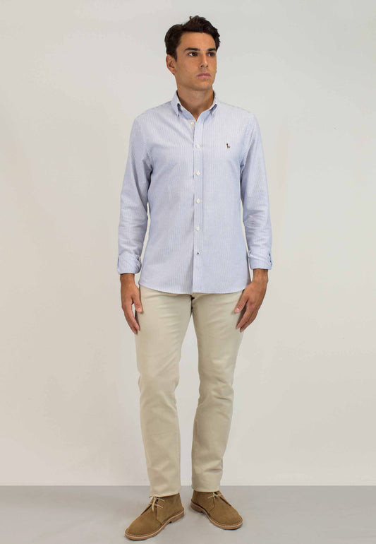 Chemise Oxford à rayures bleu marine
