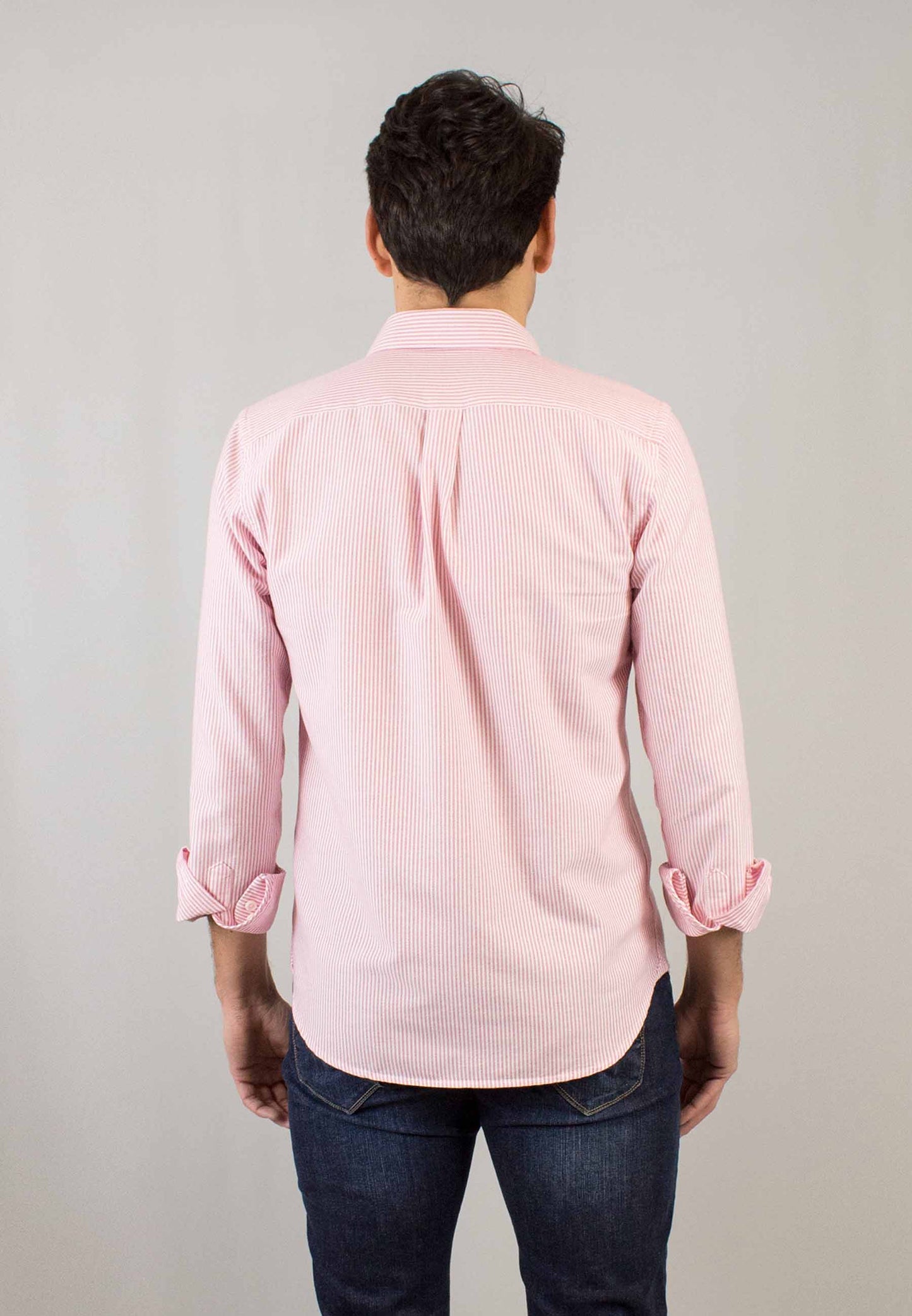 Camisa oxford de rayas rojo