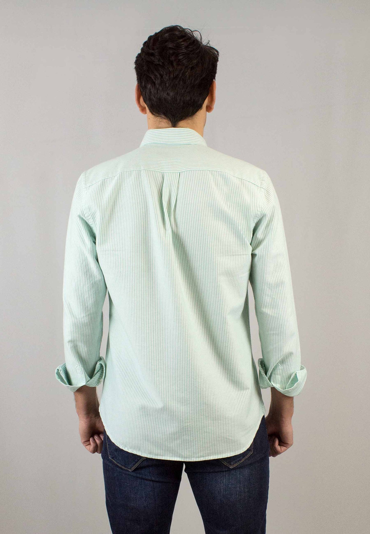 Camisa oxford de rayas manzana
