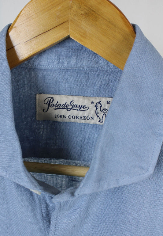 Camisa de lino azul sulf. italiano