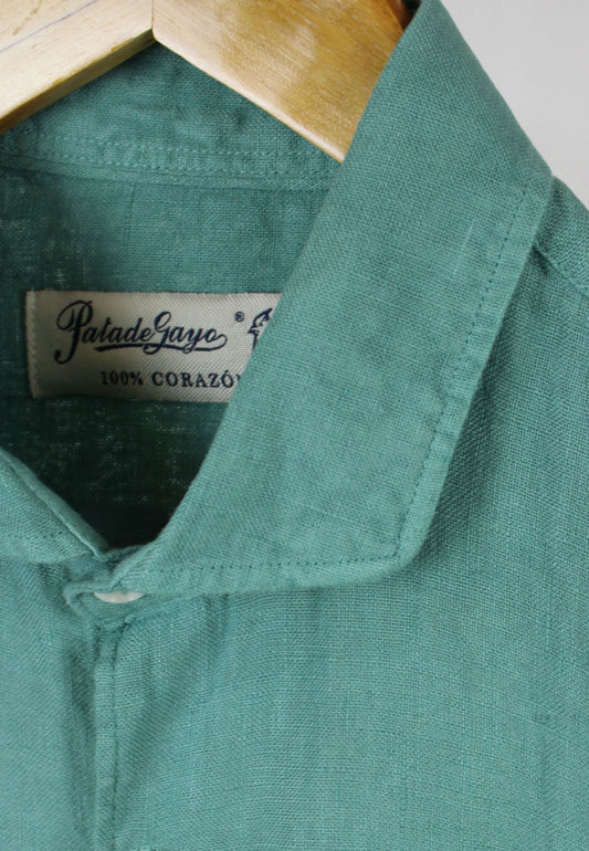 Camisa de lino verde sulf. italiano