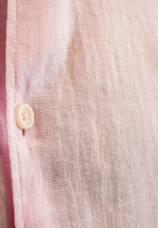 Camisa de lino rosa cuello mao