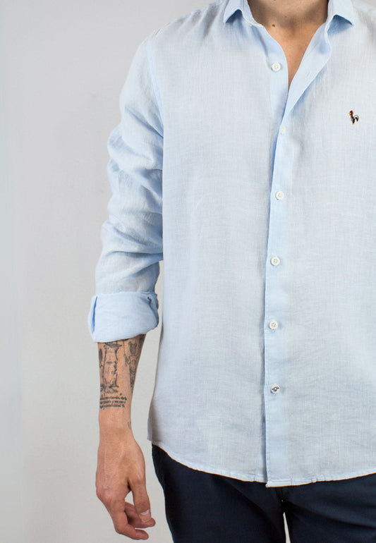 Camisa de lino celeste italiano