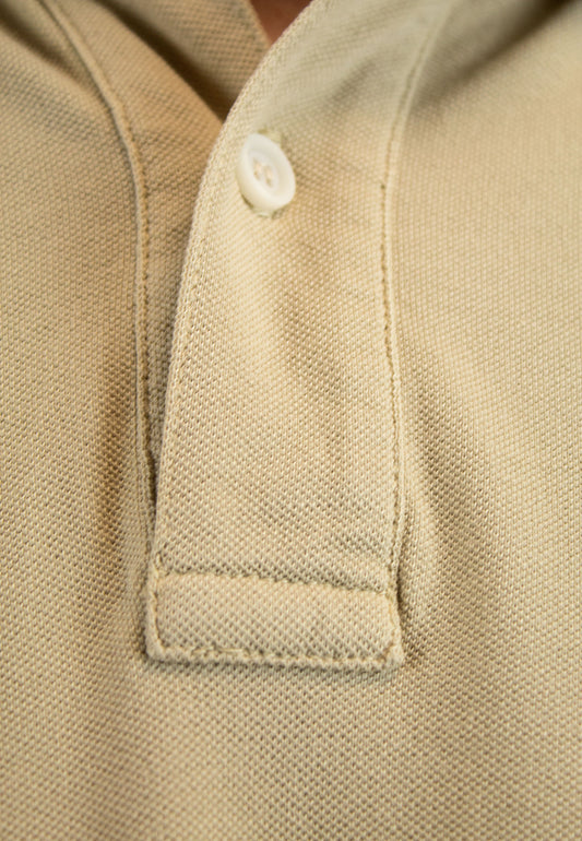 Beige-toned short-sleeved polo shirt