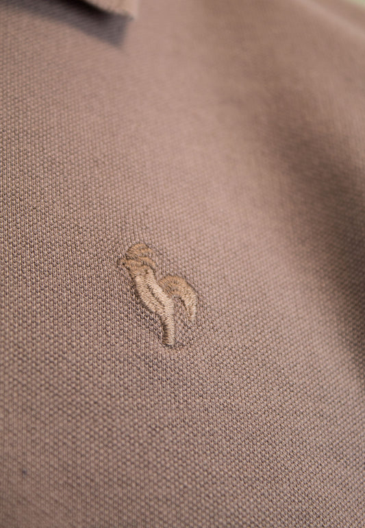 Brown-toned short-sleeved polo shirt