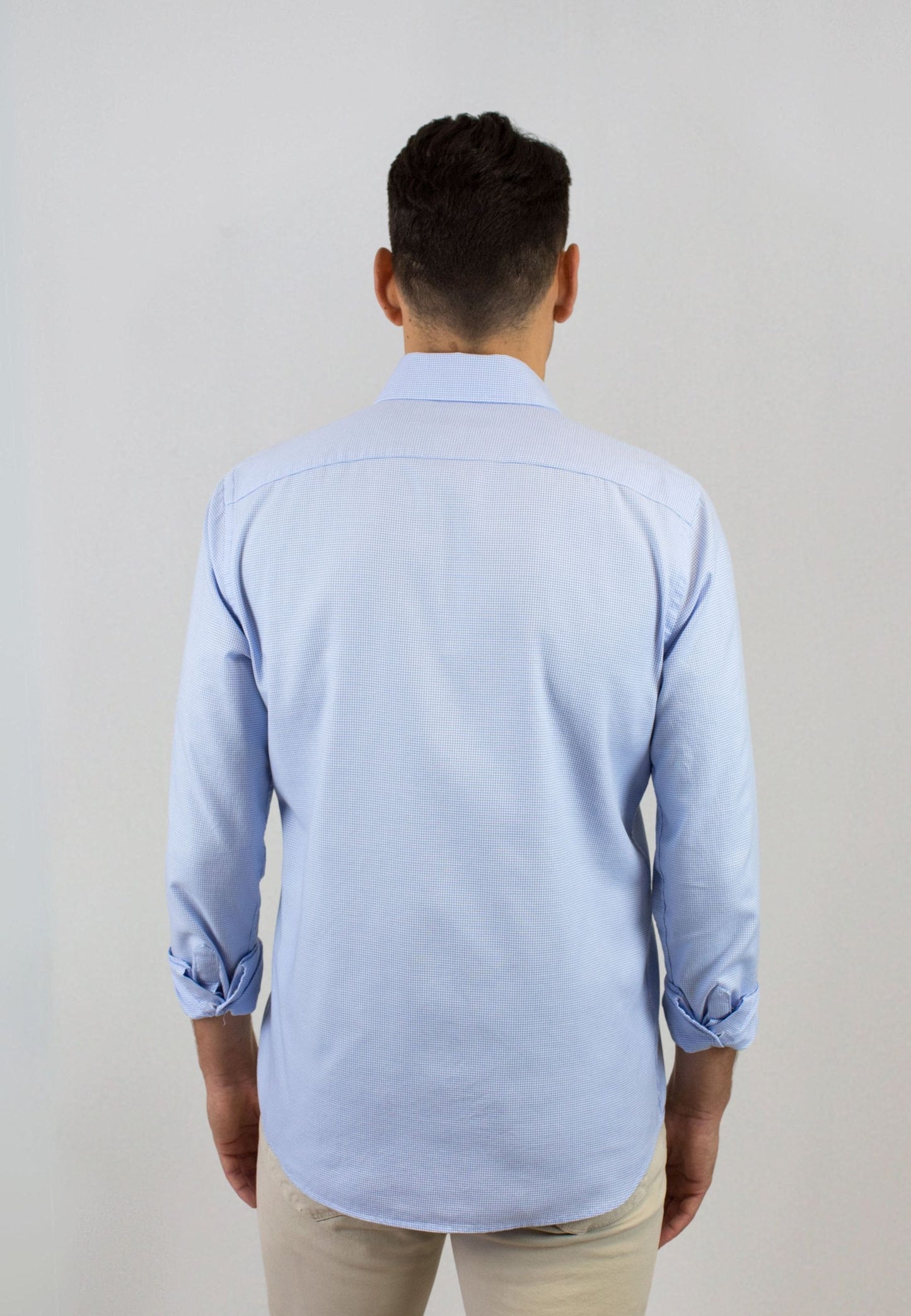 Camisa estructura pata de gallo blanca y azul