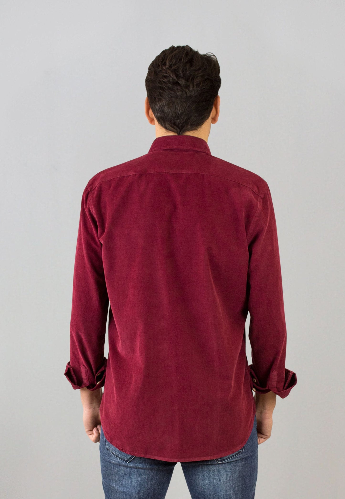 Camisa de micro pana granate