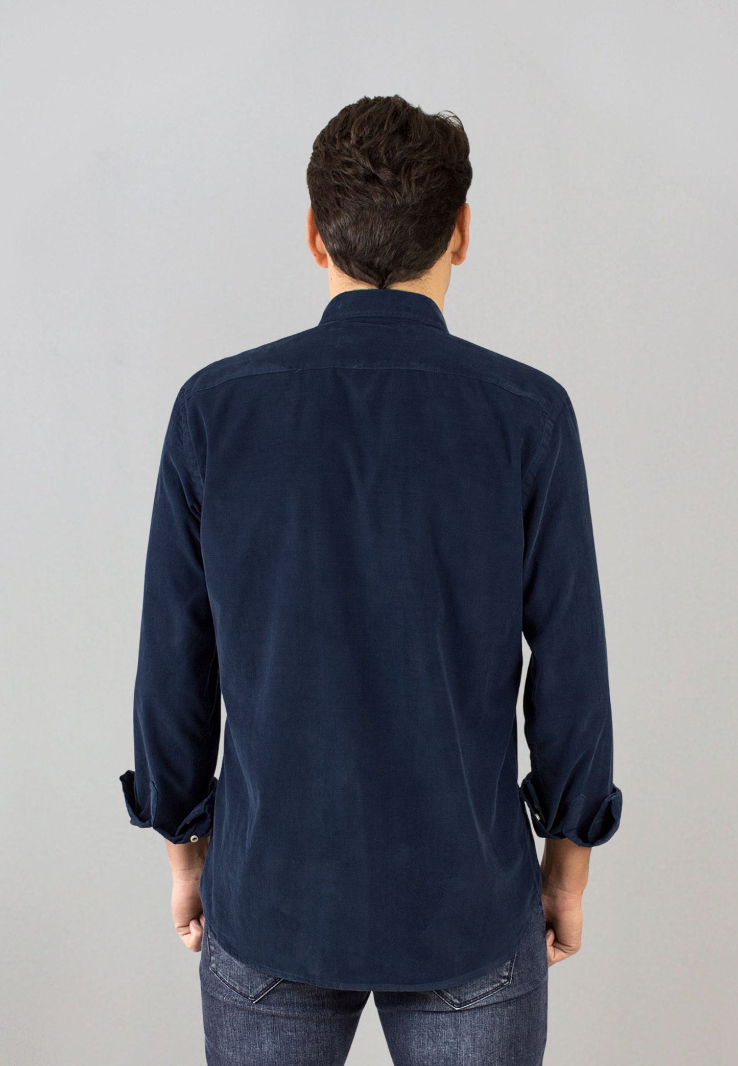 Camisa de micro pana marino