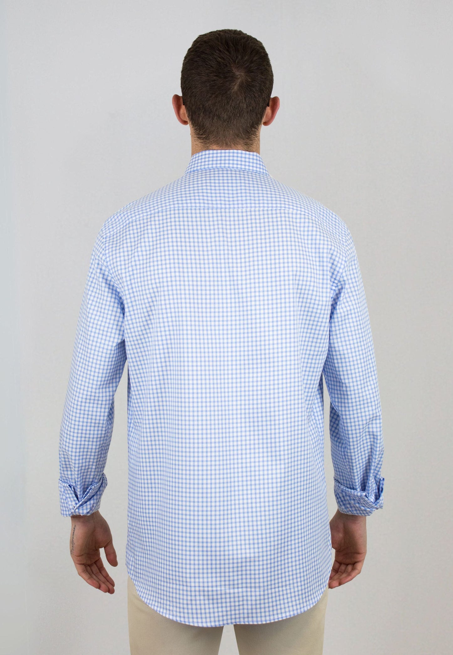 Camisa de cuadros vichy celeste