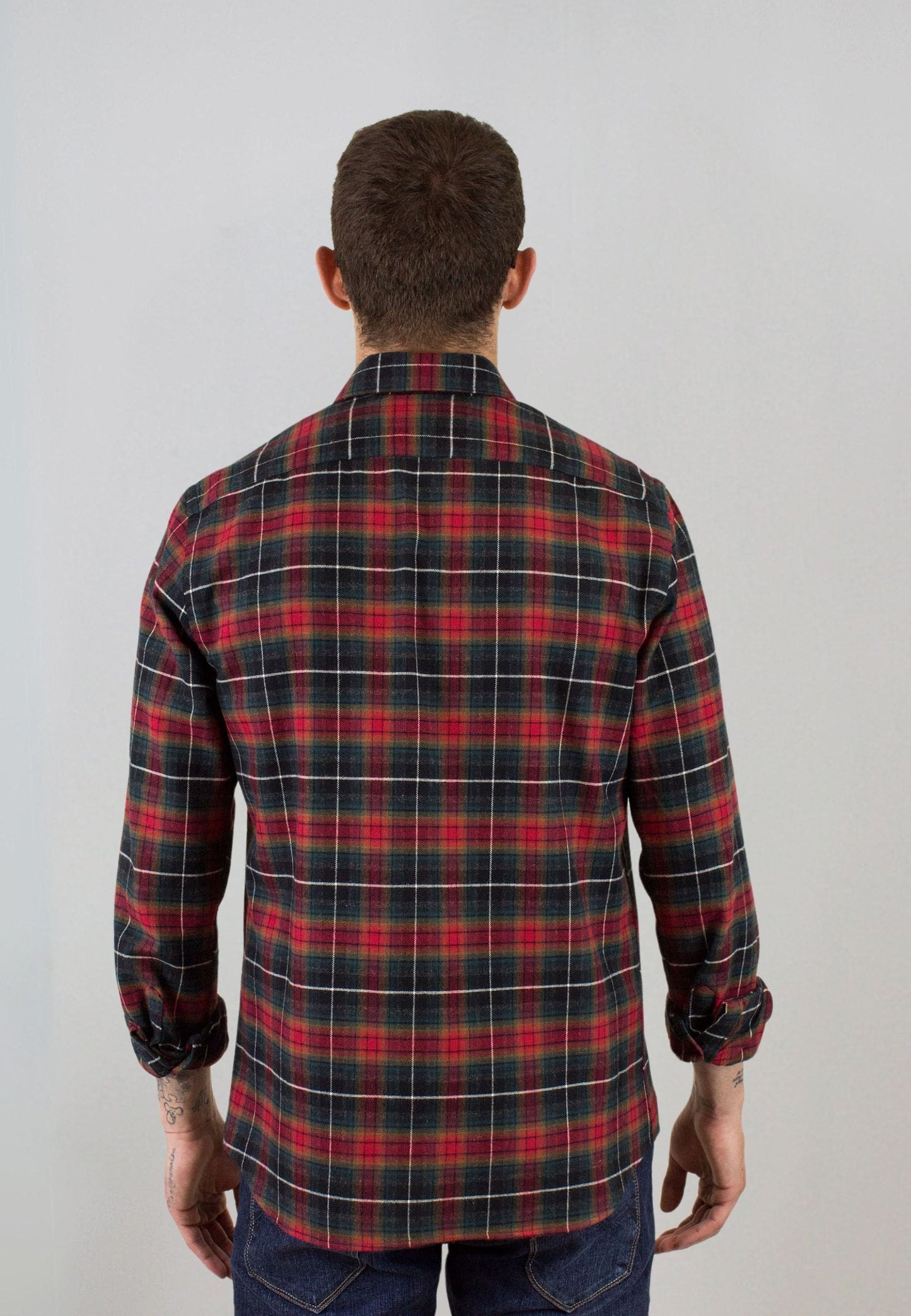 Camisa roja de cuadros marinos