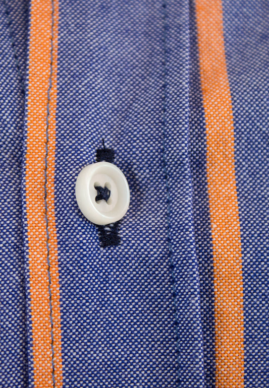 Chemise Oxford délavée à rayures orange