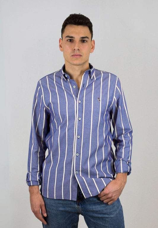 Chemise Oxford délavée à rayures blanches