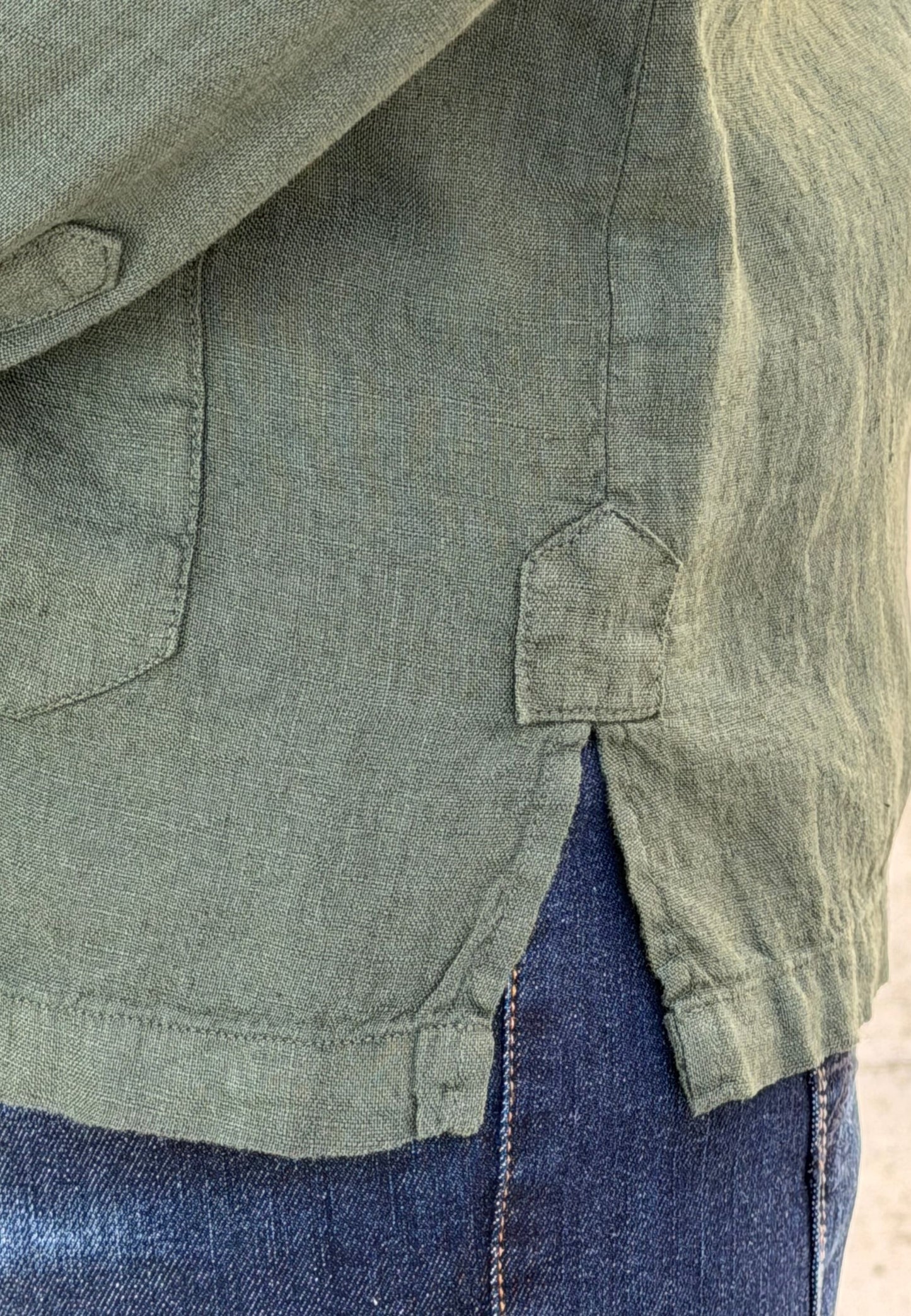 Camisa sahariana de lino kaki