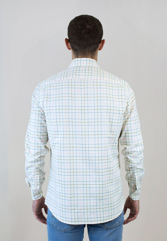 Camisa de cuadro en tonos crudos