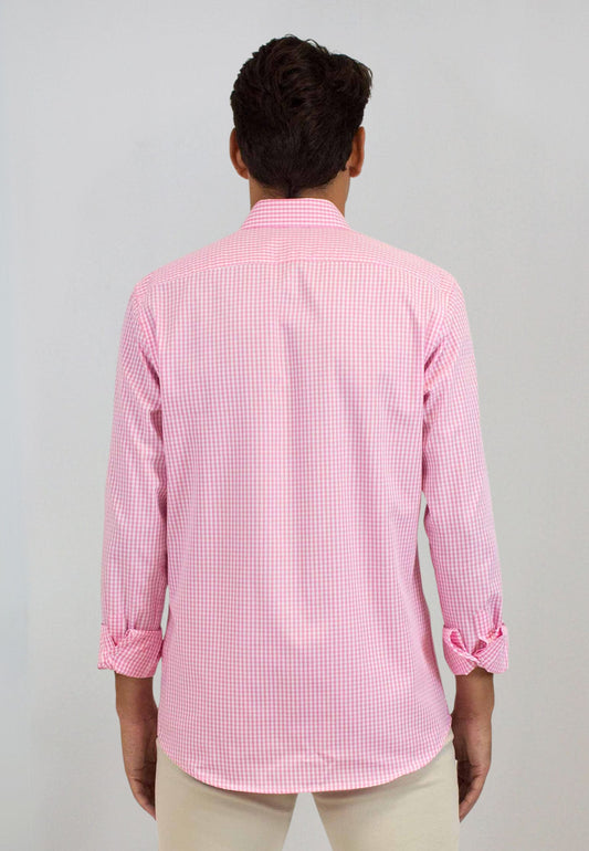 Camisa de cuadros popelín rosa