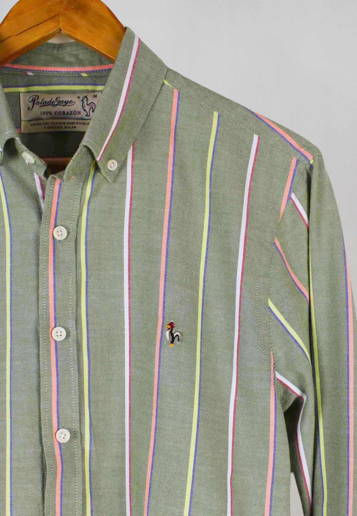 Camisa de rayas verticales multicolor kaki