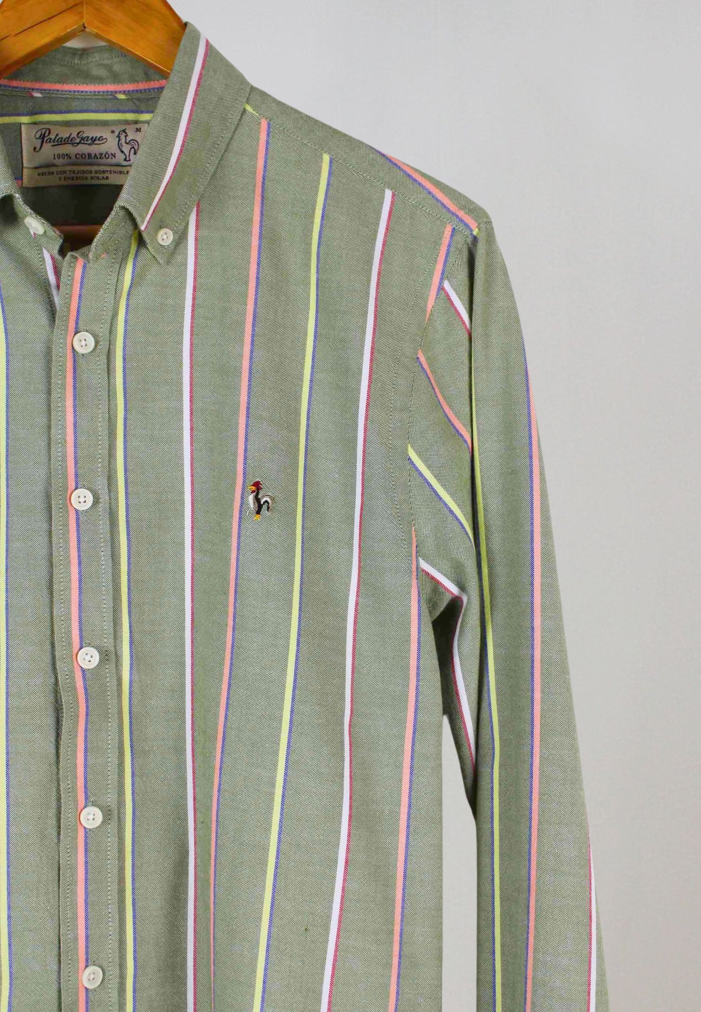 Camisa de rayas verticales multicolor kaki