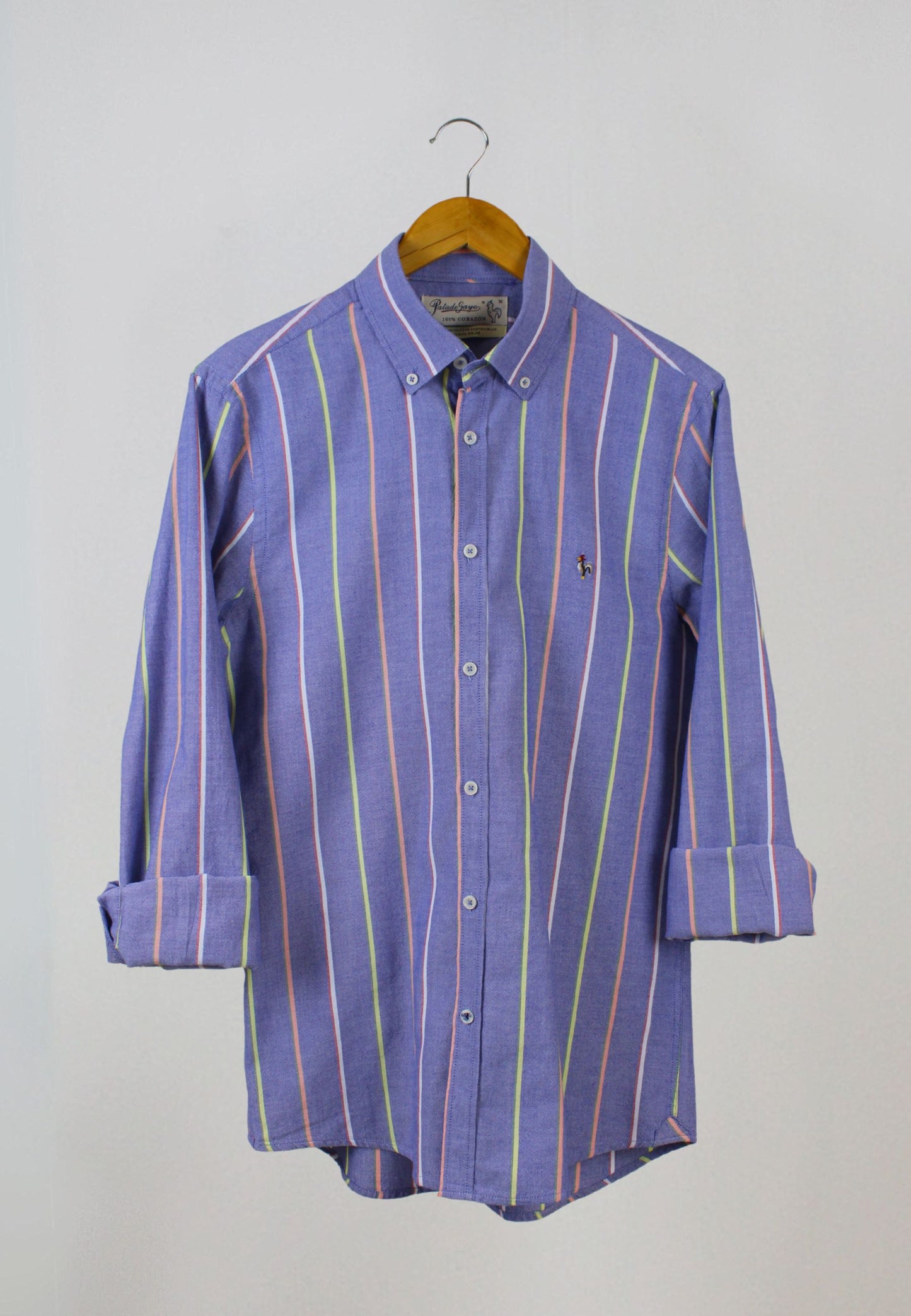 Camisa de rayas verticales multicolor marino