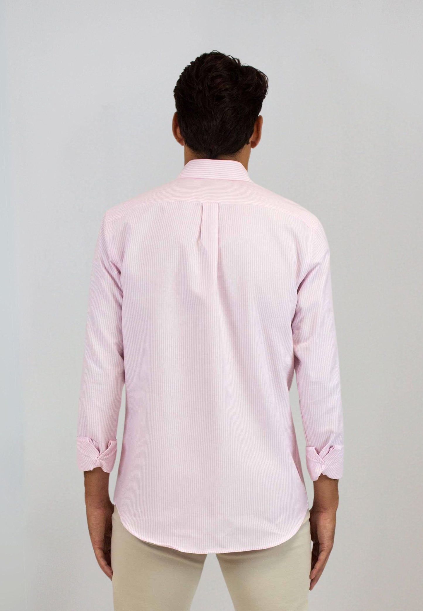 Camisa oxford de rayas rosa