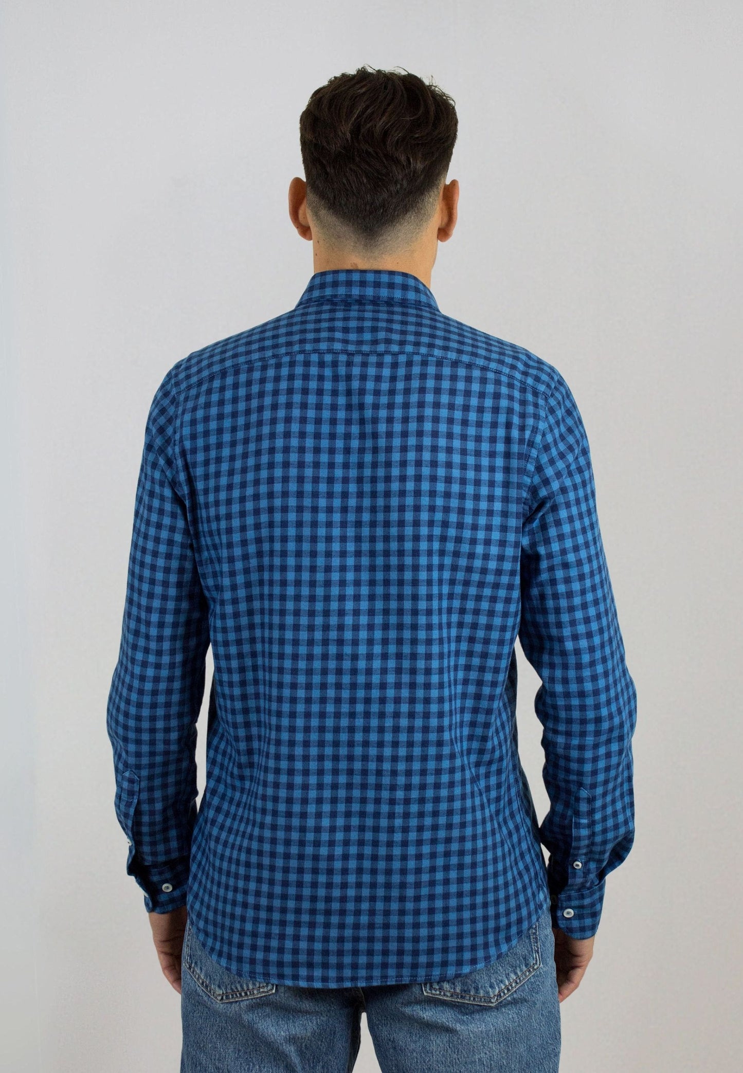 Camisa de franela a cuadros azul