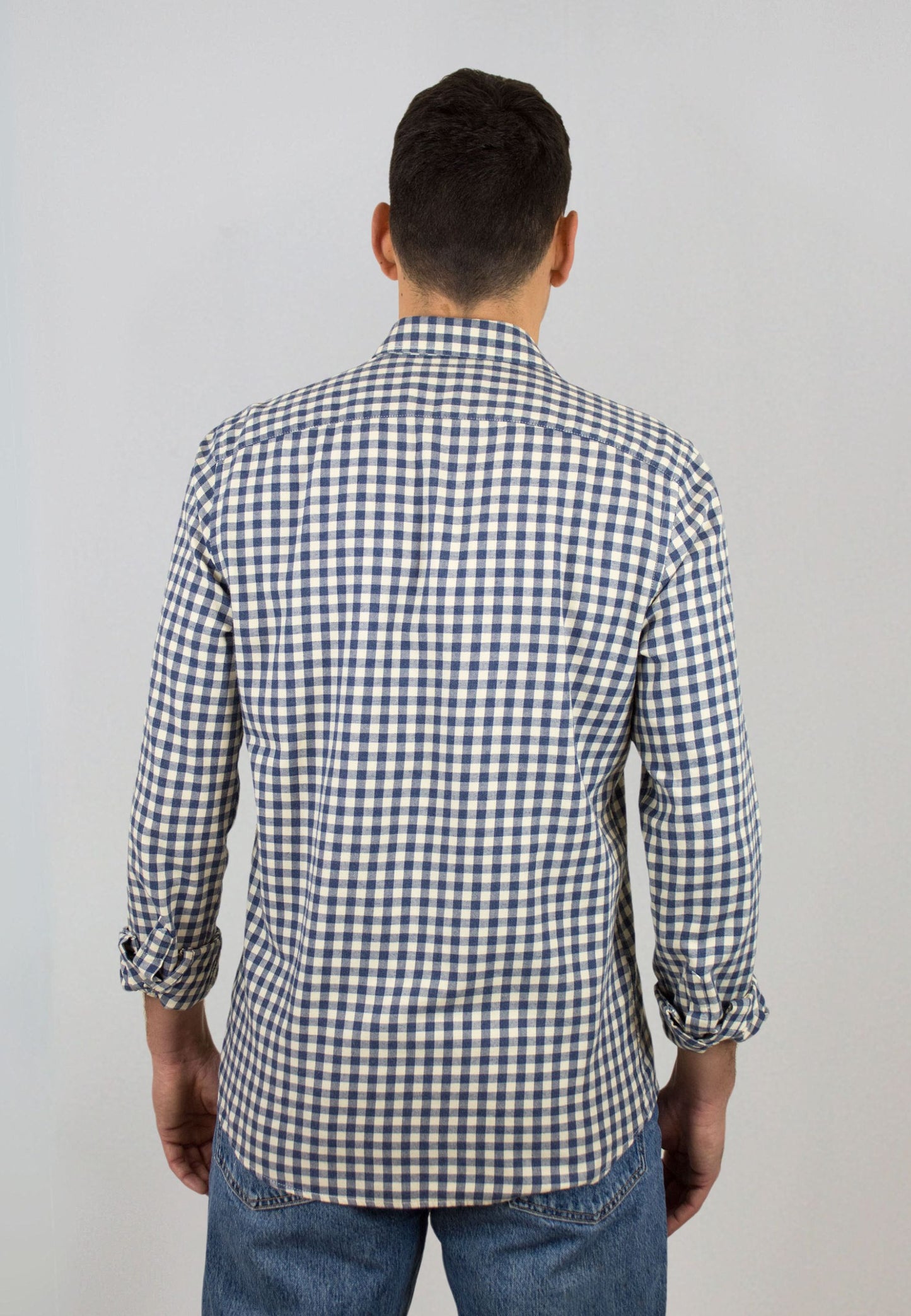 Camisa de franela a cuadros beige