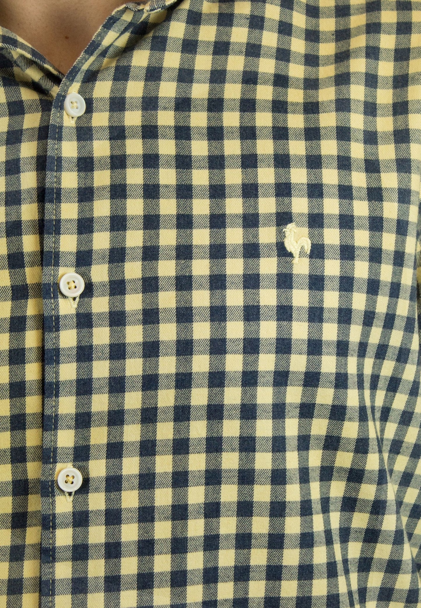 Camisa de franela a cuadros mostaza